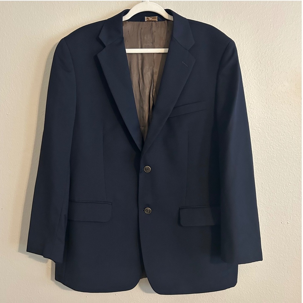 Joseph & Feiss Mens Blazer 42R Navy Blue 100%‎ Wool Gold Collection Sport Coat